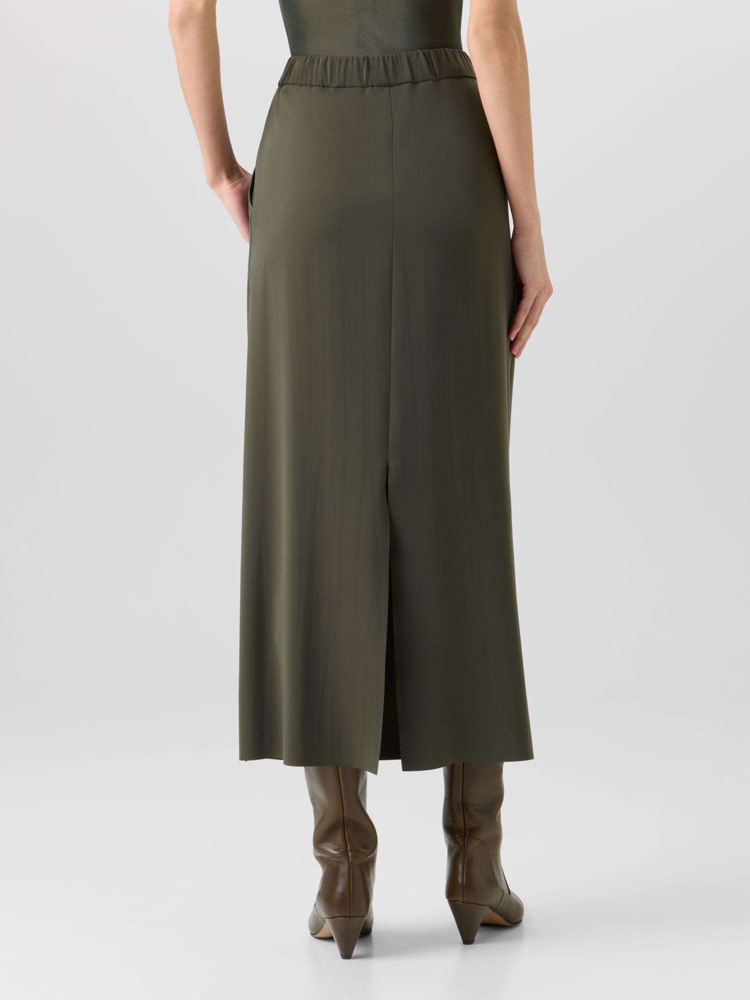 Designer Lasercut-Crêpe Midi Skirt - green 