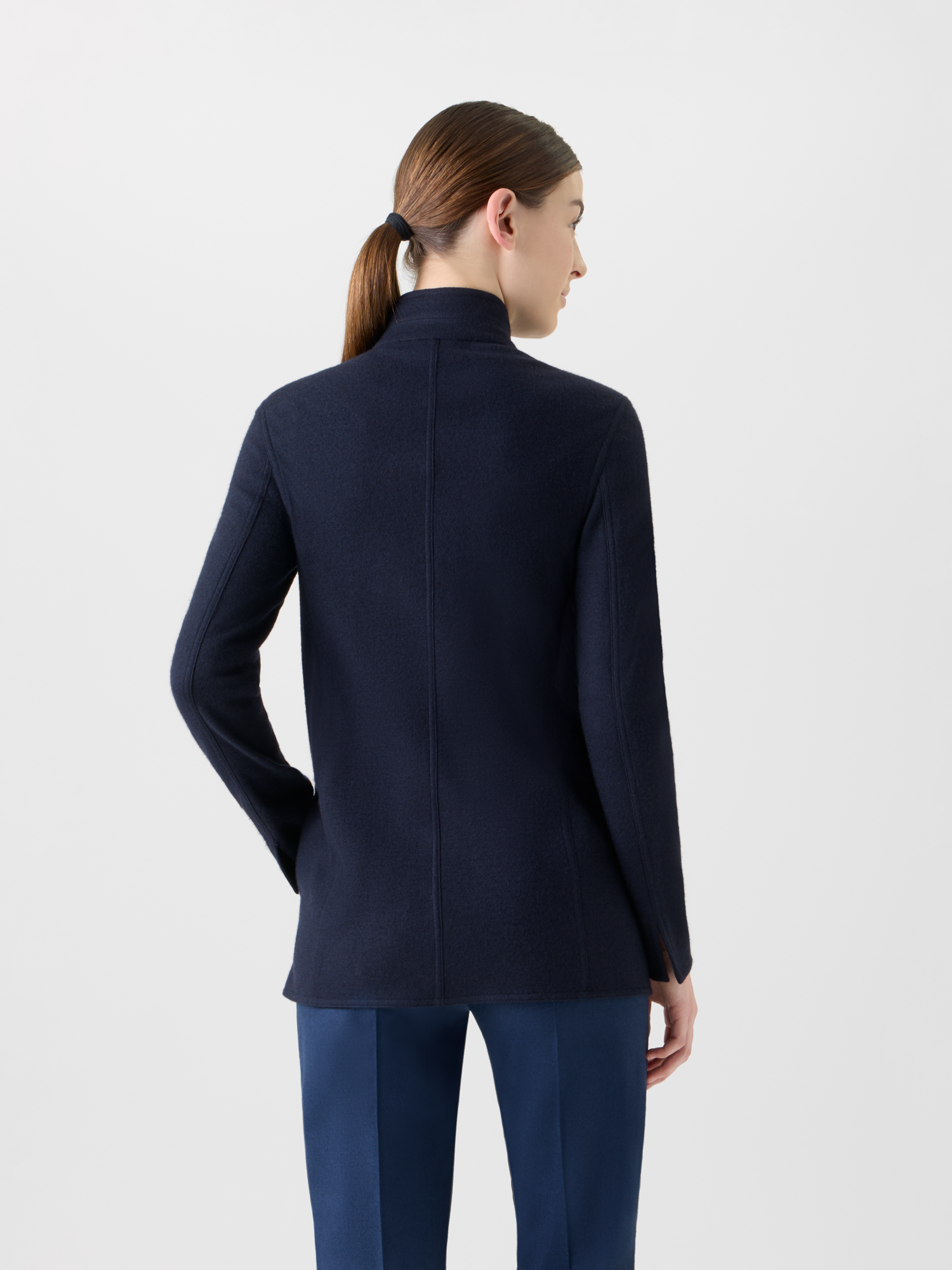 Designer Long Cashmere Jersey  Jacket - neutral - navy - blue 