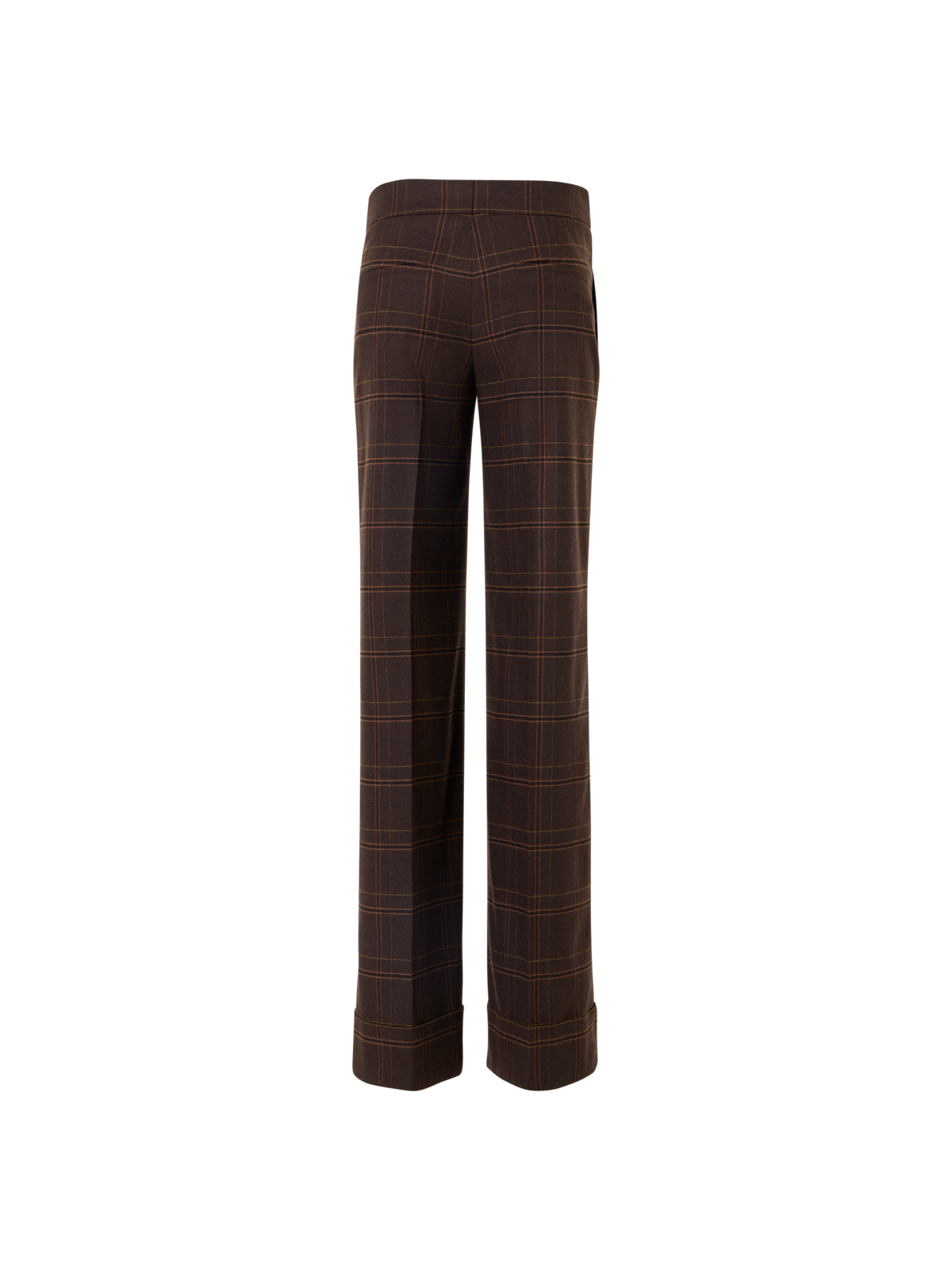 Designer Wide Leg Check Flannel Pants - brown