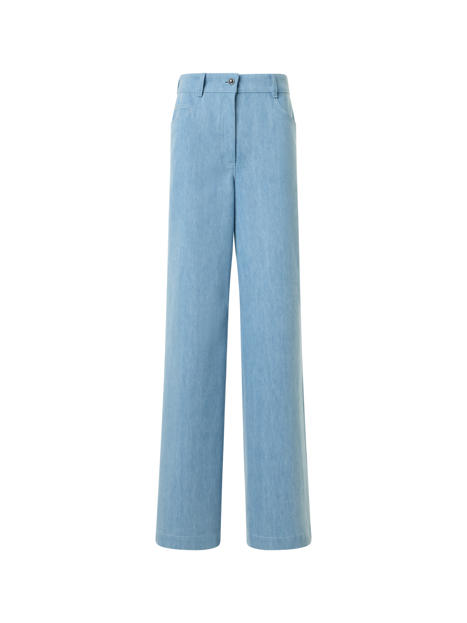 Designer Cooper Wide Leg Stretch Cotton Denim Pants - blue
