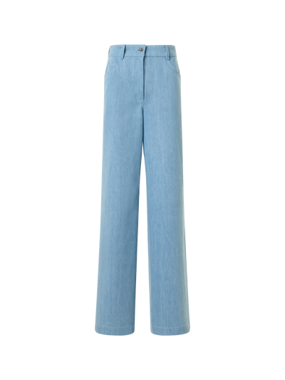 Designer Cooper Wide Leg Stretch Cotton Denim Pants - blue