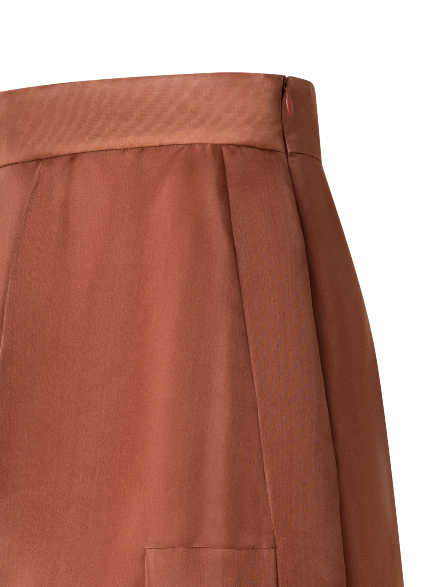 Designer Silk Organza Asymmetrical Pleated Midi Skirt - brown