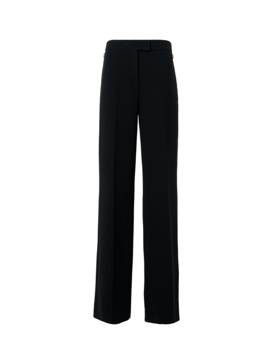 Designer Wide-Leg Wool Crêpe Double-Face Pants