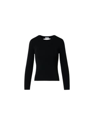 Designer Back Dot Cut-Out Merino Sweater - black