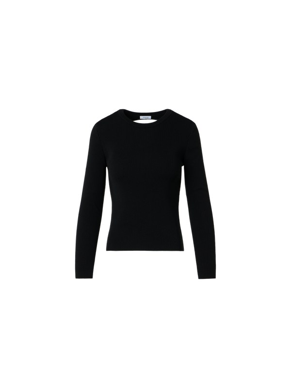 Designer Back Dot Cut-Out Merino Sweater - black