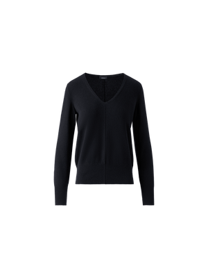 Designer 100% Cashmere V-Neck Knit Sweater - black - neutral - navy - blue - beige