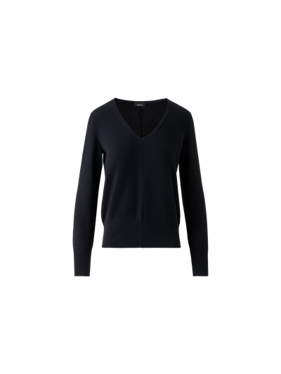 Designer 100% Cashmere V-Neck Knit Sweater - black - neutral - navy - blue - beige
