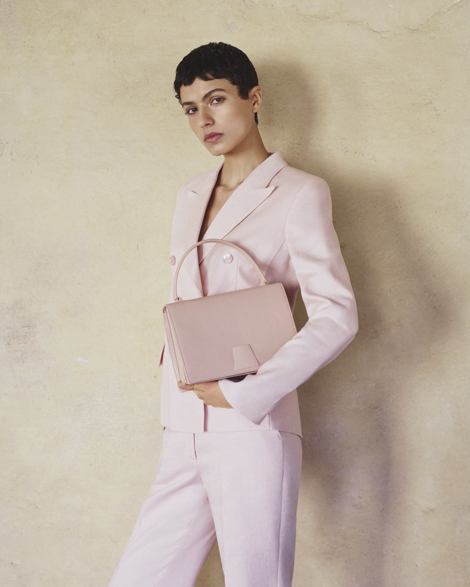 Designer Double-Breasted Blazer in Linen Double-Face - pastel - pink 