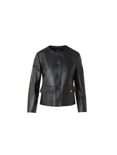 Designer Leather Jacket with Bracelet Sleeves - black - neutral