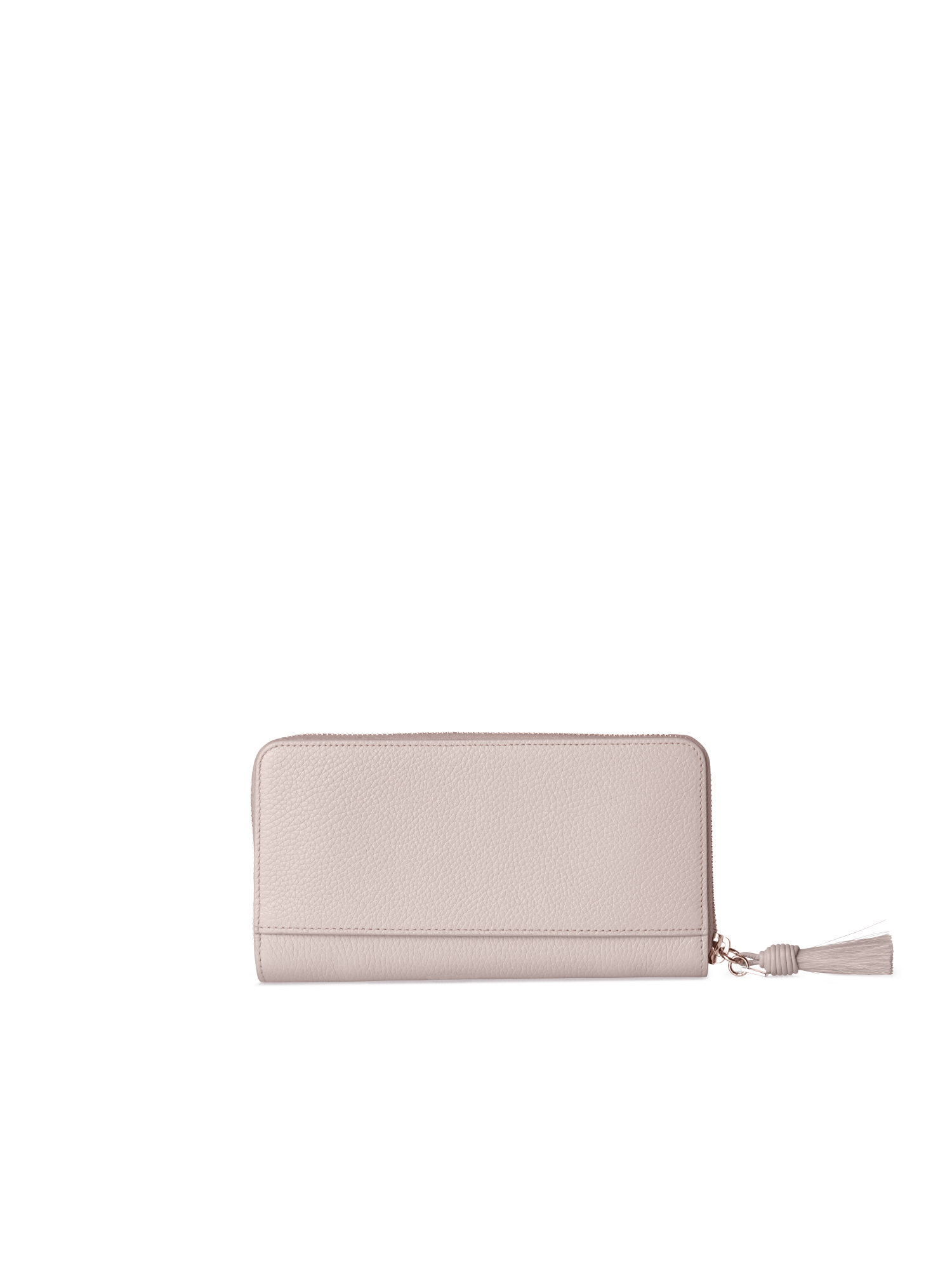 Designer Long Zip Around Wallet in Leather - neutral - beige