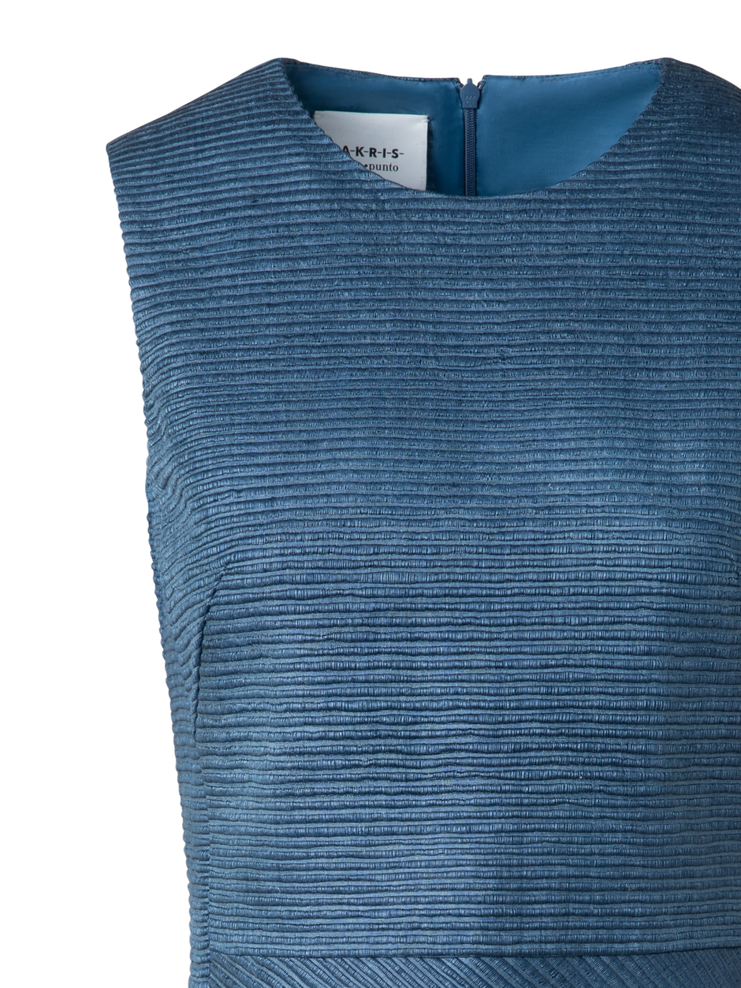 Designer Flared Cocktail Dress in Indian Silk Ottoman - blue