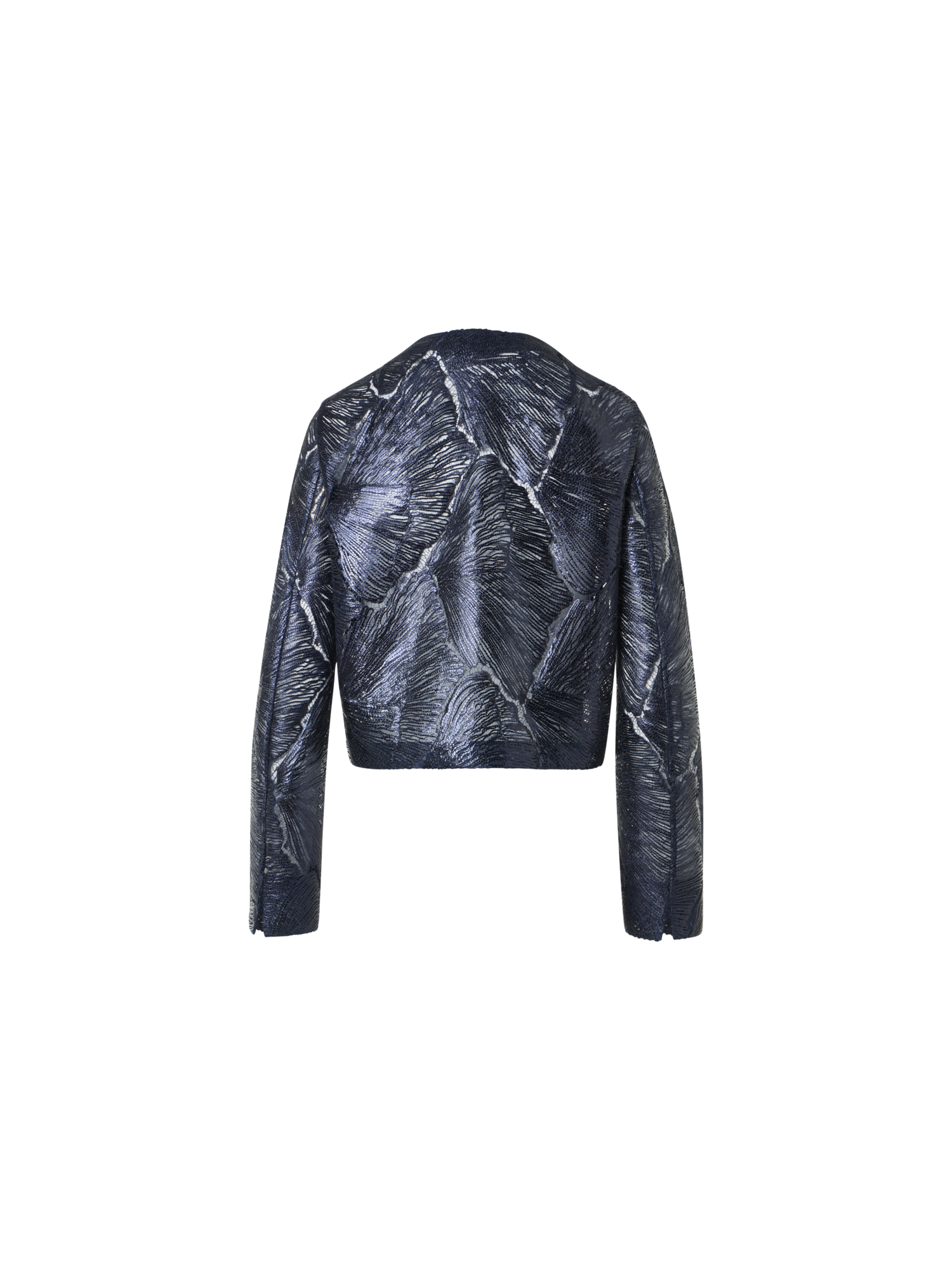 Designer Lacquered Sea Fan Lace Short Jacket - navy