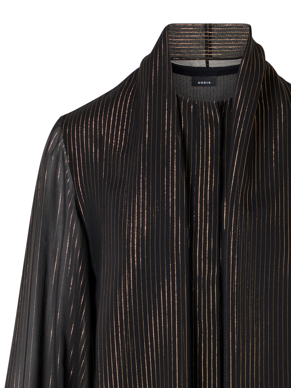 Designer Silk Lamé Blouse with Scarf - gold - black - multicolor