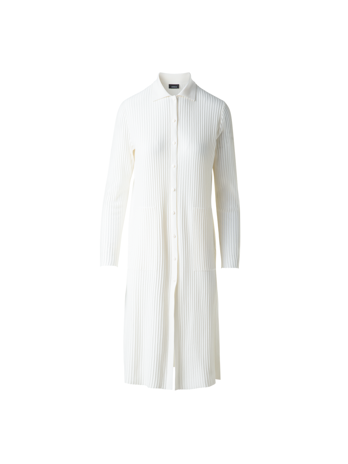 Designer Long Knit Coat in Semi-Sheer Silk Cotton - neutral - ecru - white