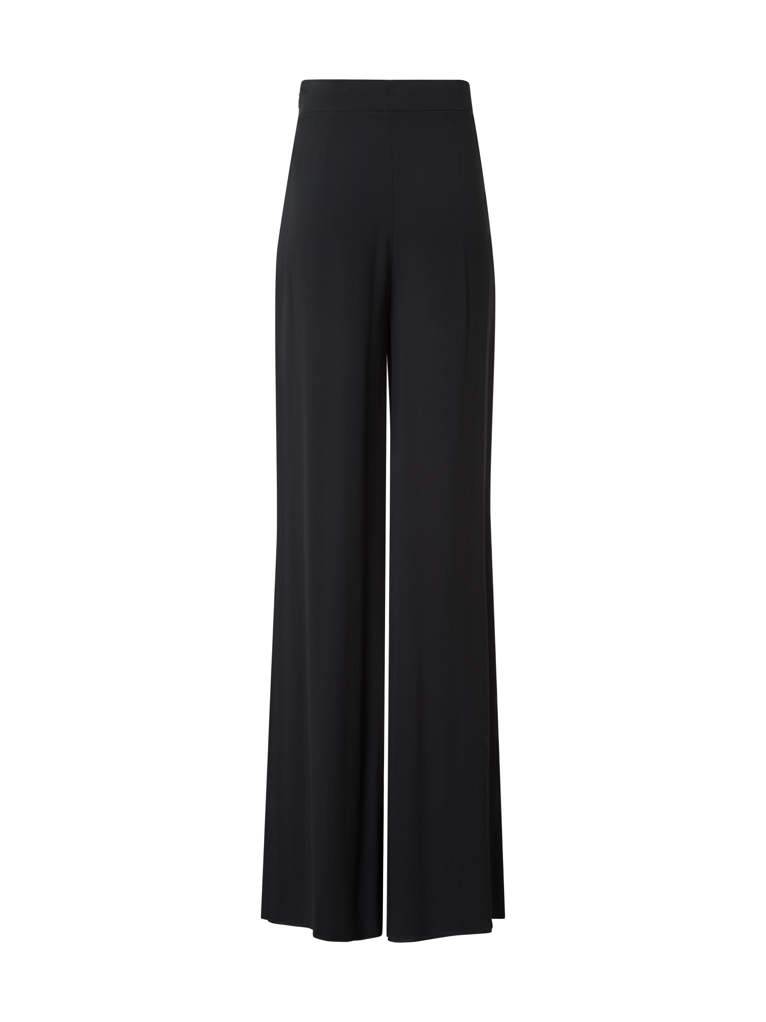 Designer Palazzo Silk Pants with Side Slits - black - neutral