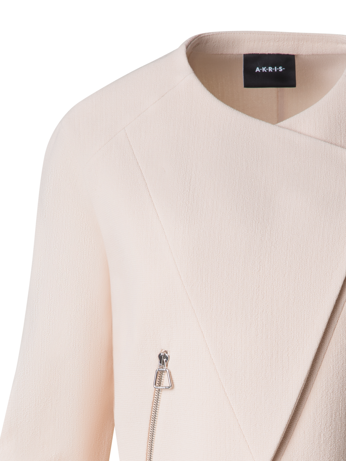 Designer Asymmetrical Fitted Jacket in Wool Double-Face - neutral - pastel - pink