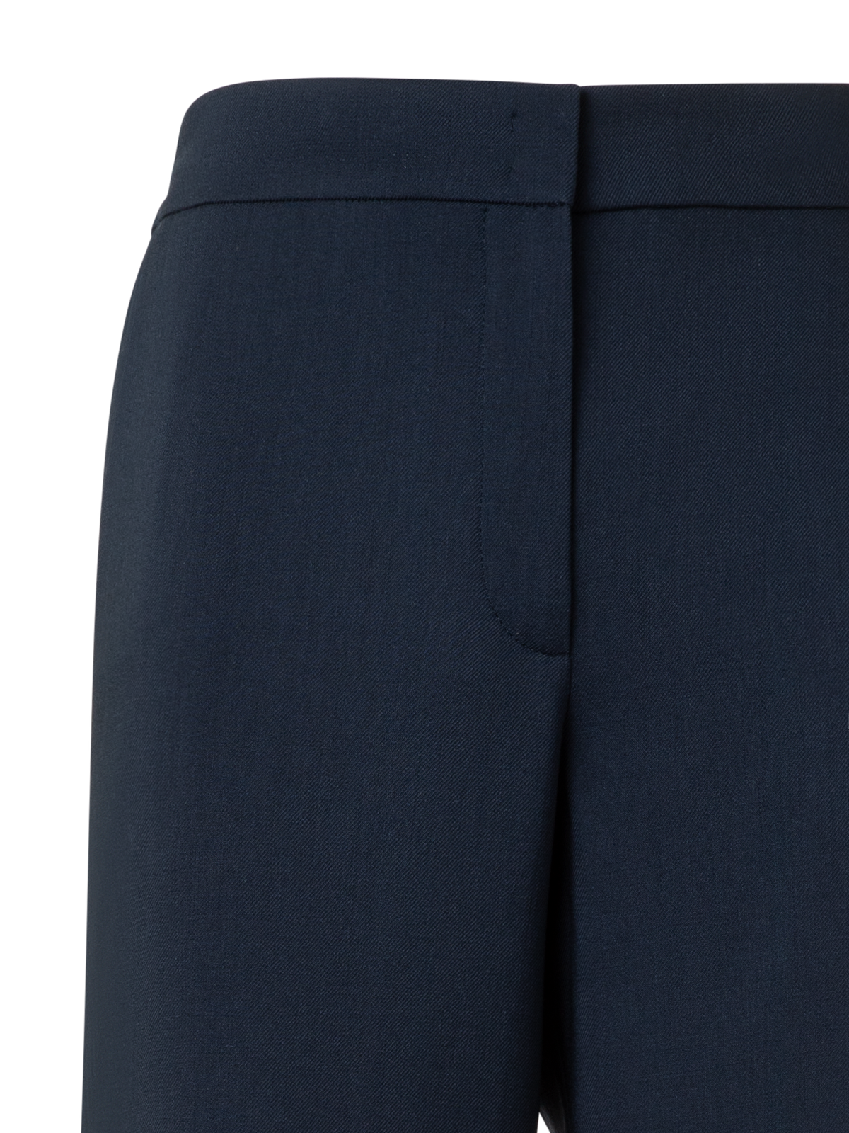 Designer Straight Cool Wool Pants with Elastic Waist - navy - blue