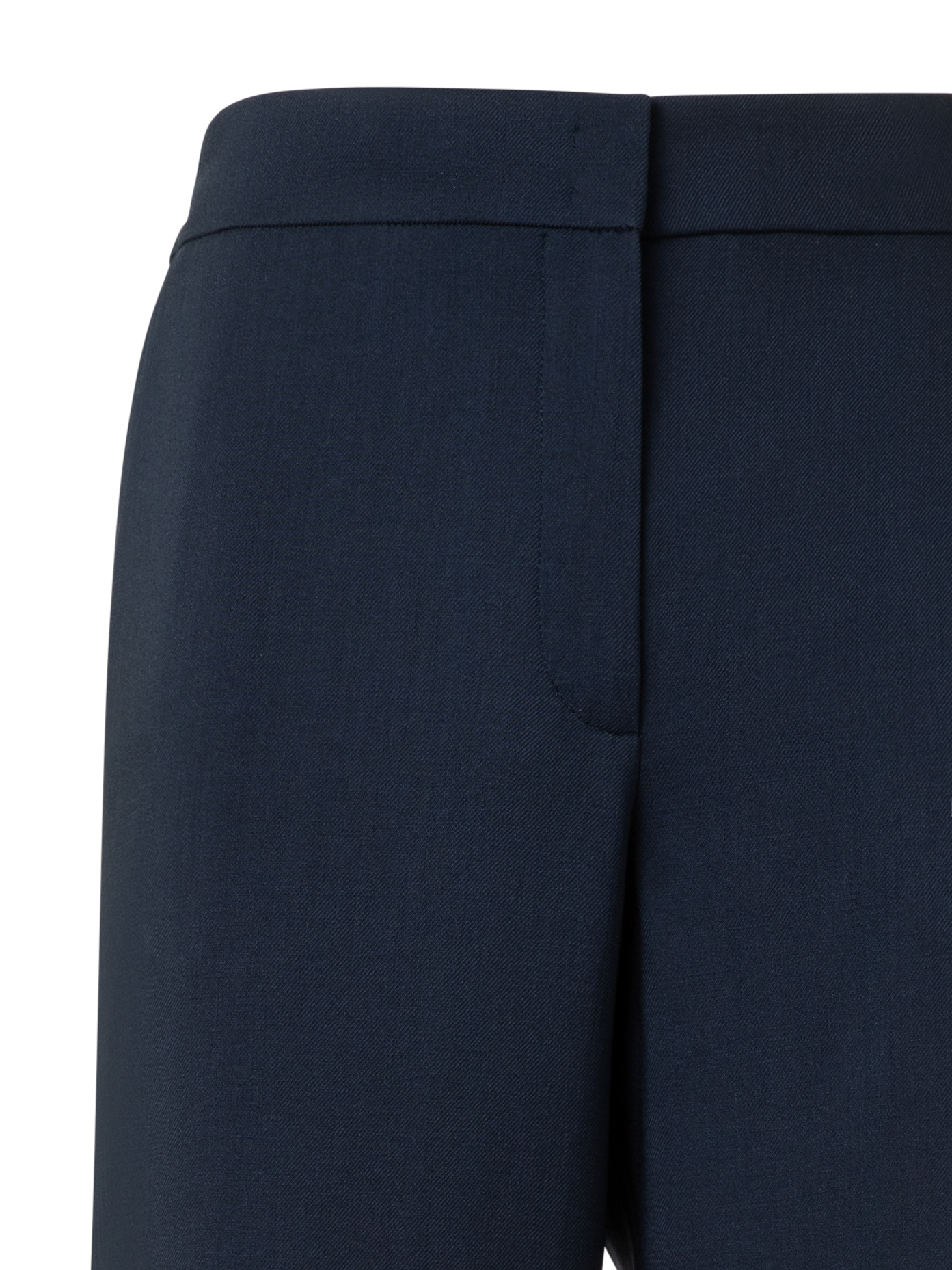 Designer Straight Cool Wool Pants with Elastic Waist - navy - blue