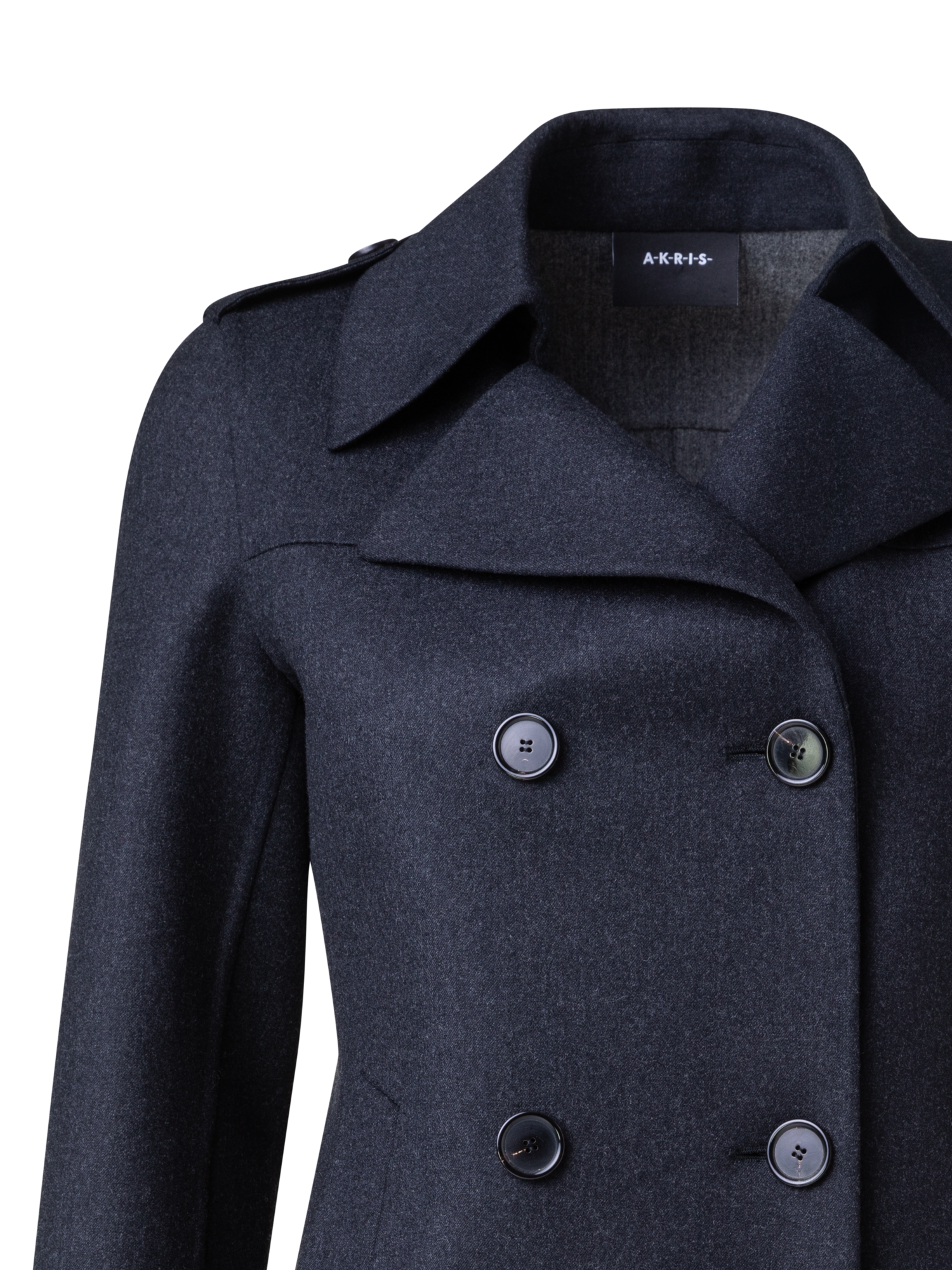 Designer Wool Stretch Double-Face Peacoat - grey