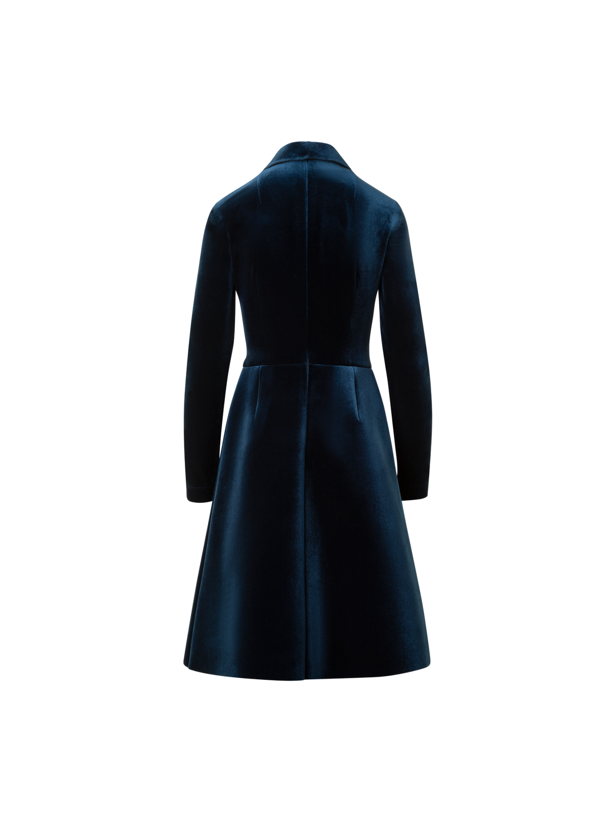 Designer Short Velvet Neoprene A-Line Shirt Dress - neutral - navy - blue