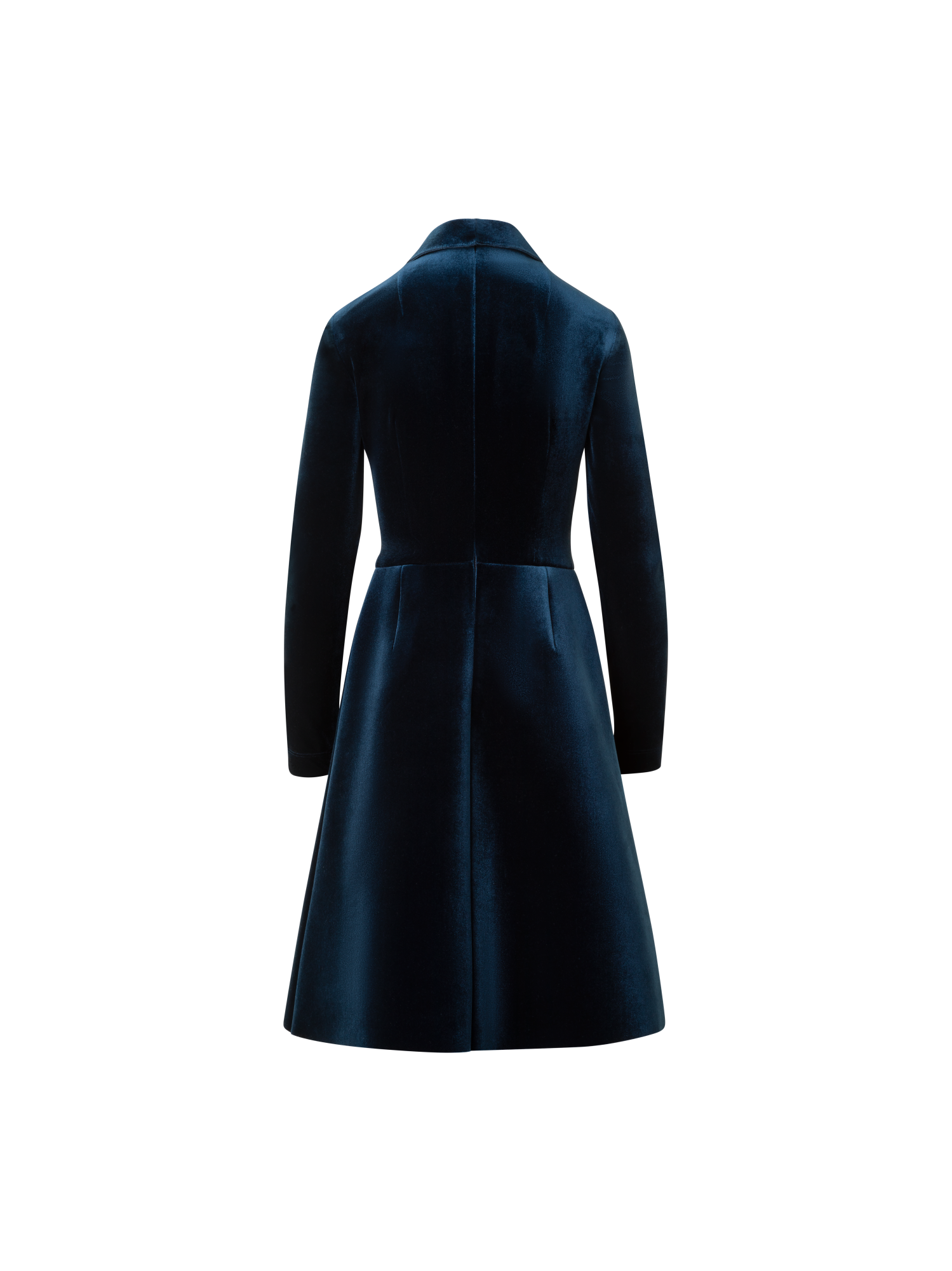 Designer Short Velvet Neoprene A-Line Shirt Dress - neutral - navy - blue