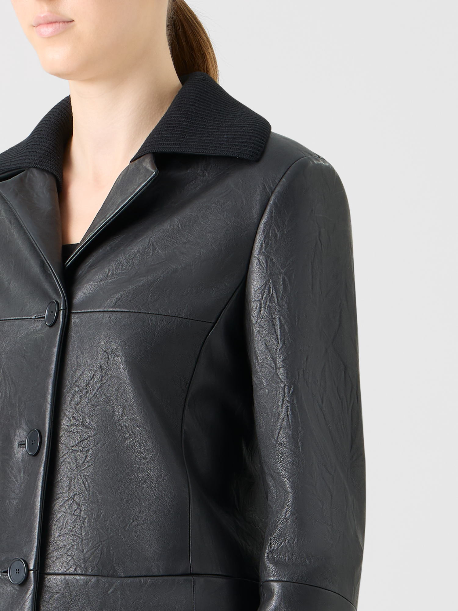 Designer Crinkled Lamb Nappa  Jacket - black 