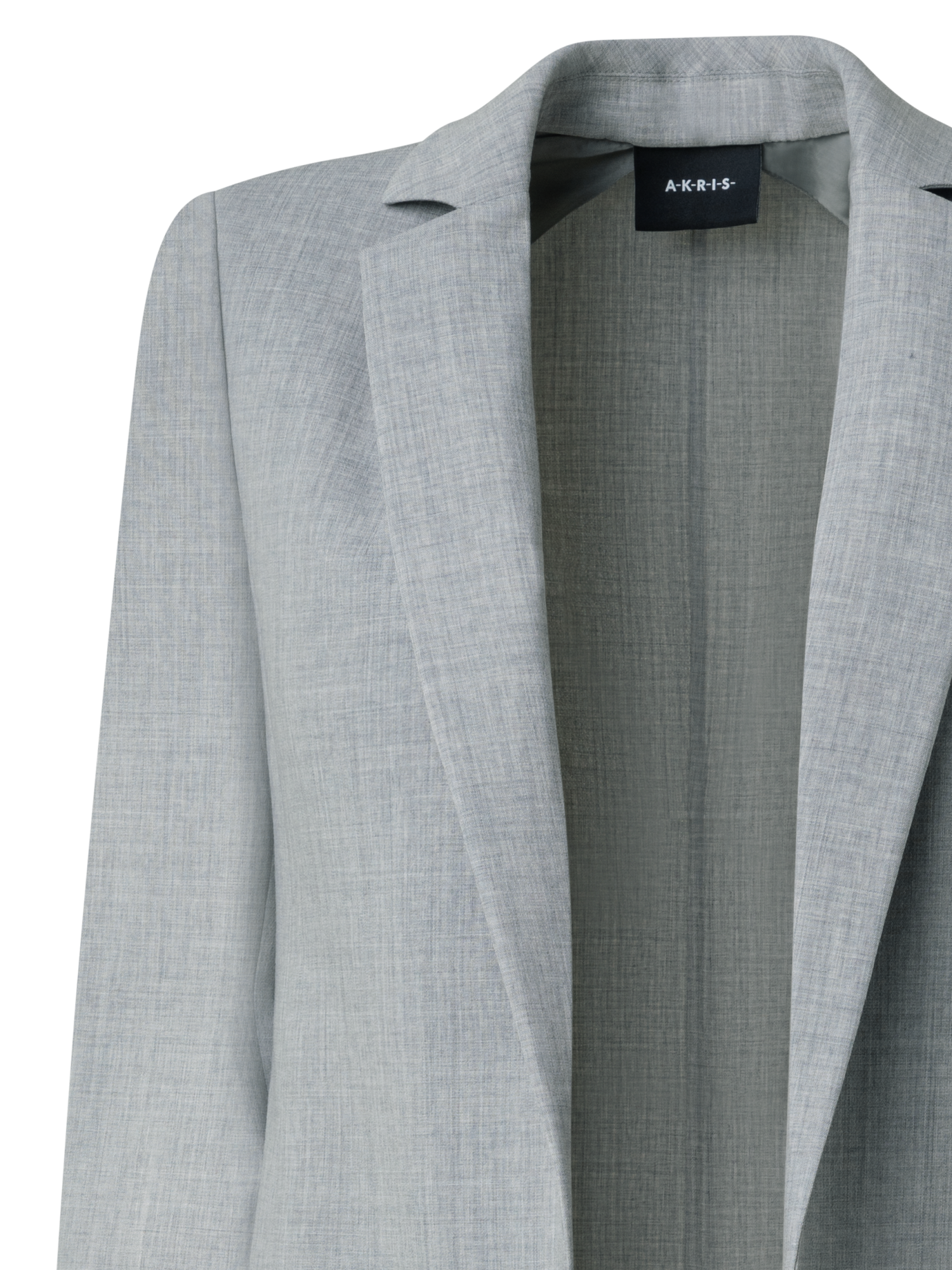 Designer Wool Double-Face Blazer with Elongated Lapel - grey