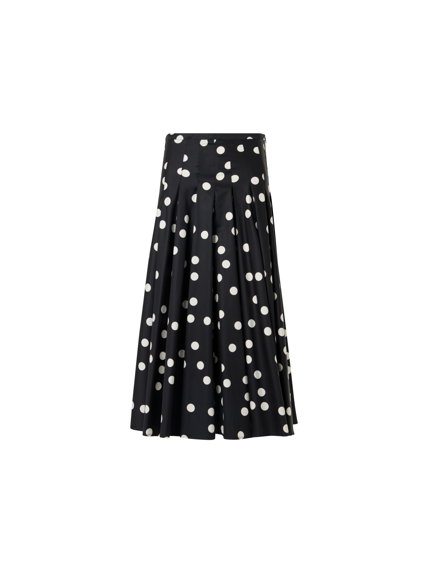 Designer Flared Cotton-Satin Midi Skirt - black