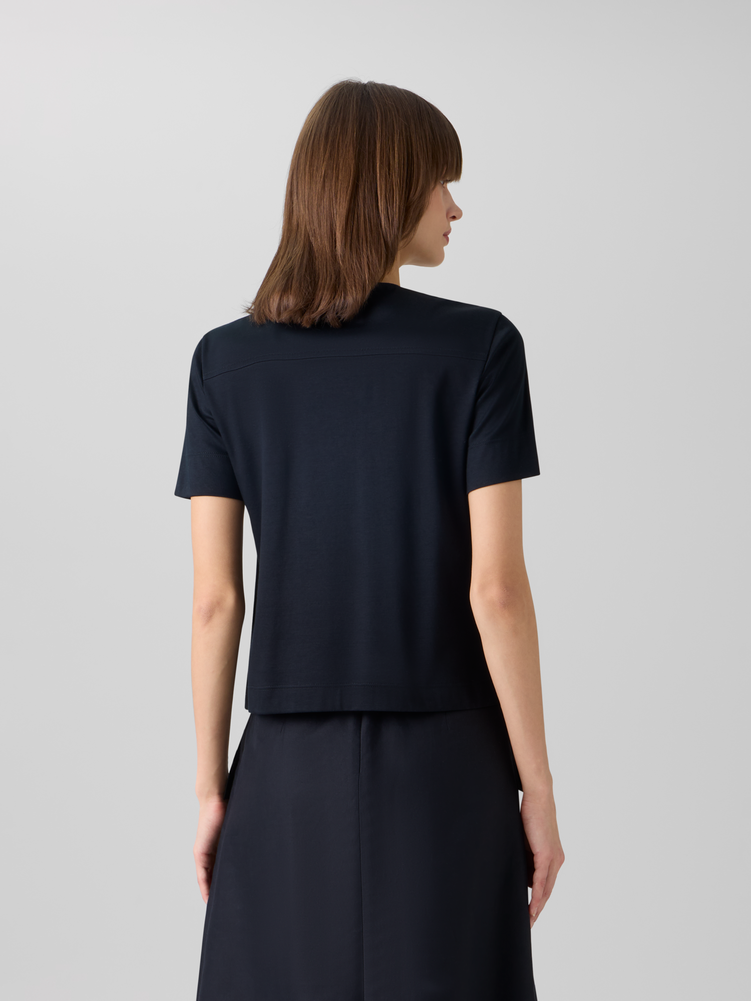 Designer Short-Sleeve Cotton Jersey Blouse - black 