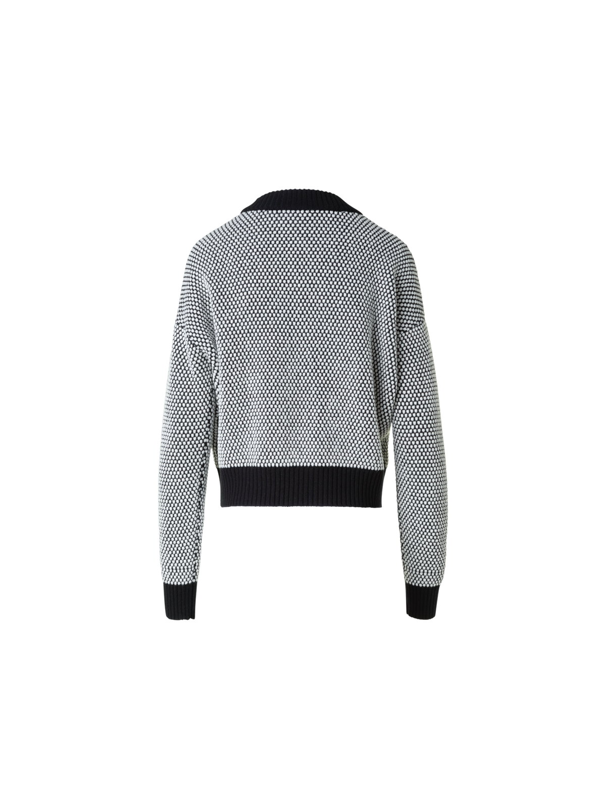 Designer Wool Cashmere 3D Dot Jacquard Knit Sweater - black - neutral - grey - multicolor