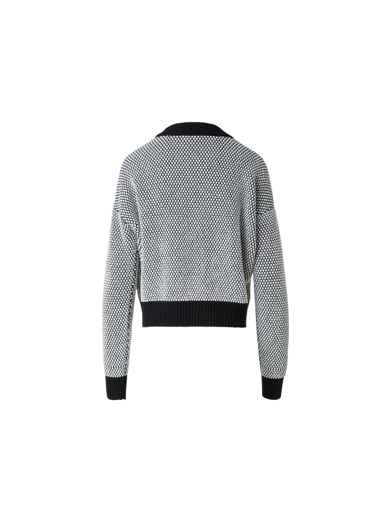 Designer Wool Cashmere 3D Dot Jacquard Knit Sweater - black - neutral - grey - multicolor