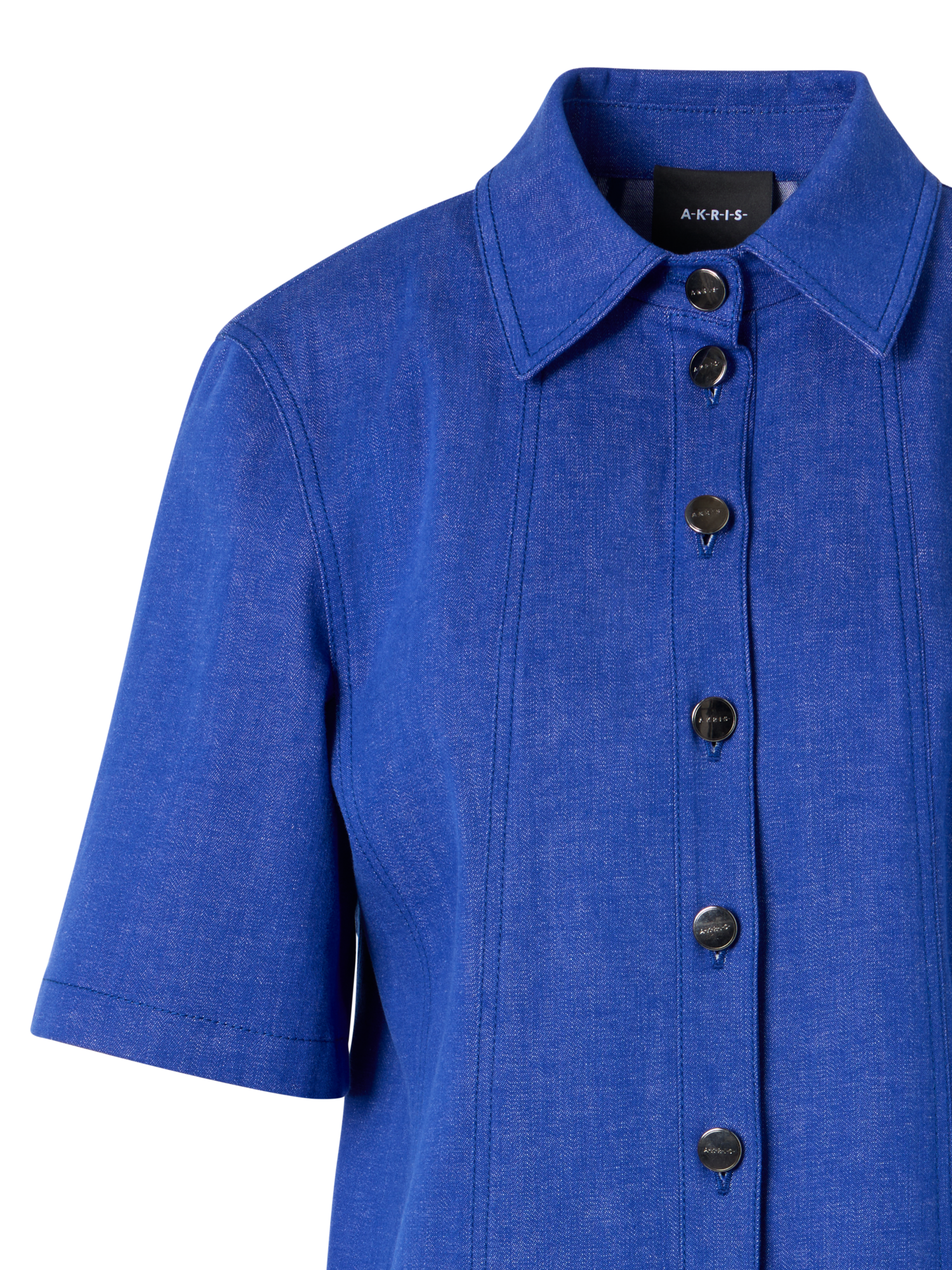 Designer Short Denim Polo Dress - blue