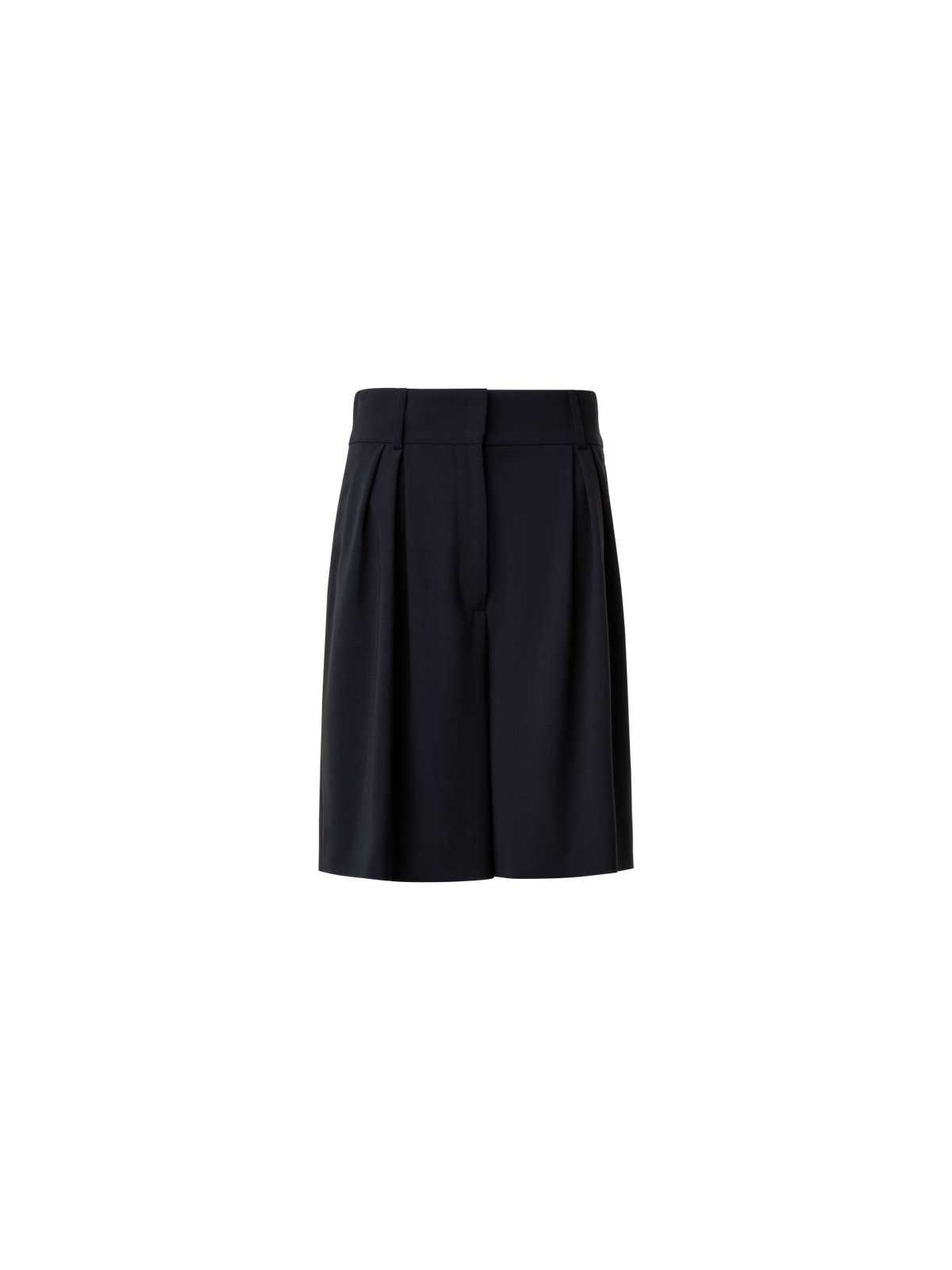 Designer Pleated Cool Wool Bermuda Shorts - neutral - black