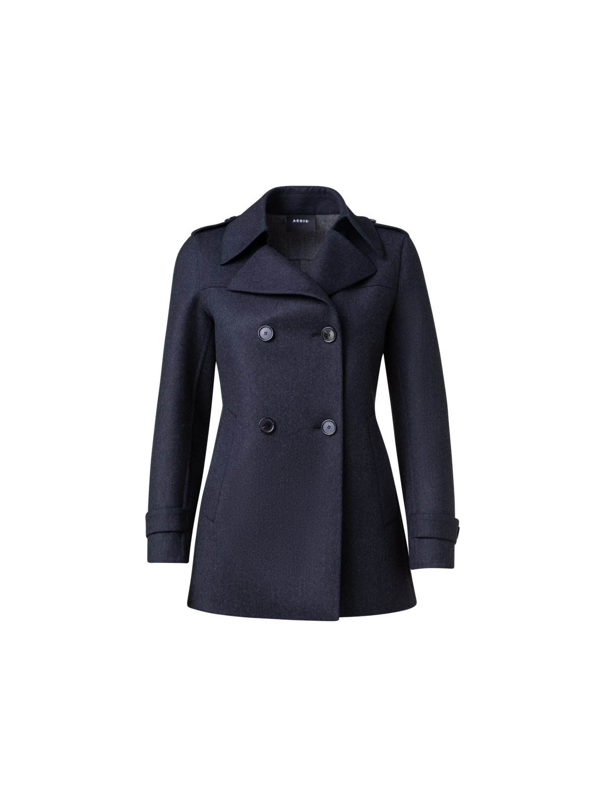 Designer Wool Stretch Double-Face Peacoat - grey