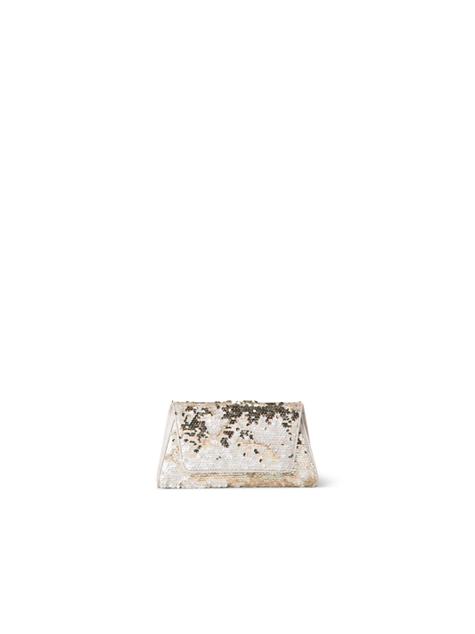 Designer Anouk Mini Trapezoid Clutch - gold - ecru - white