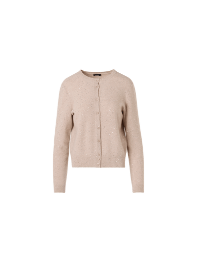 Designer Long-Sleeve Wool-Cashmere Knit Cardigan - beige