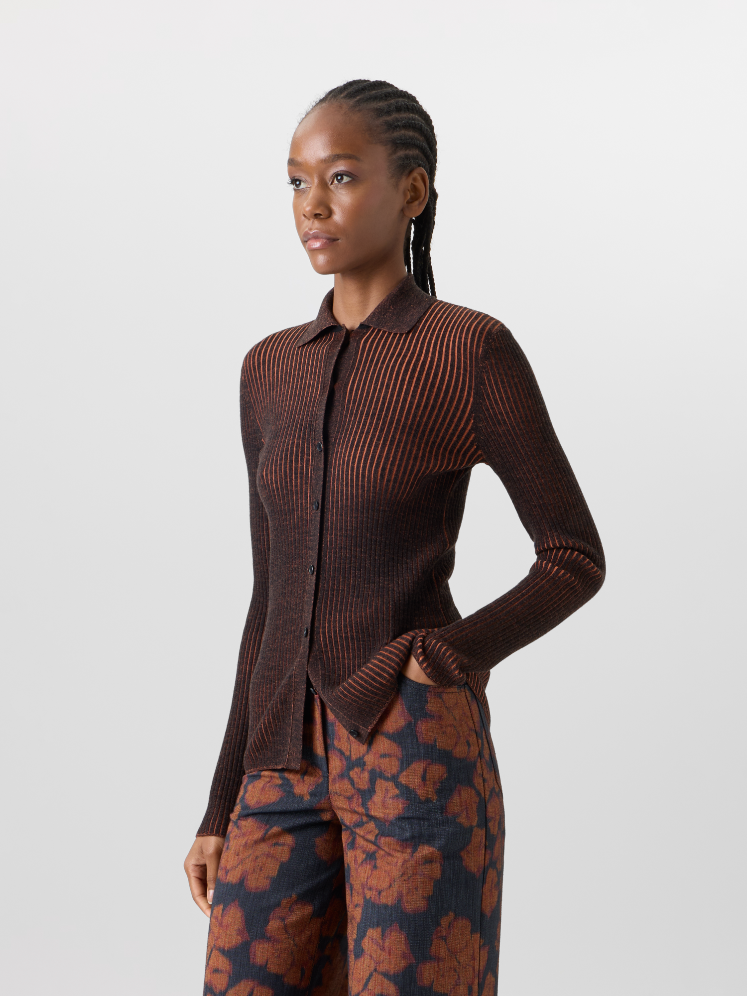 Designer Long-Sleeve Merino Wool Knit Sweater - multicolor 