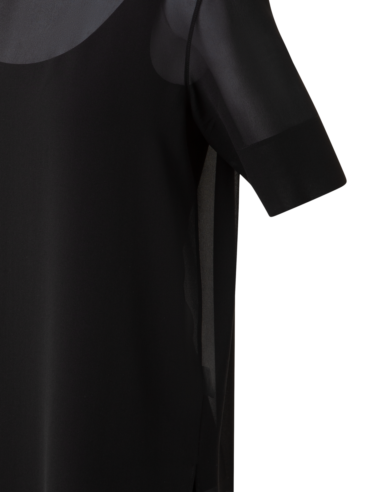 Designer Sheer Short Sleeve Silk Blouse - black