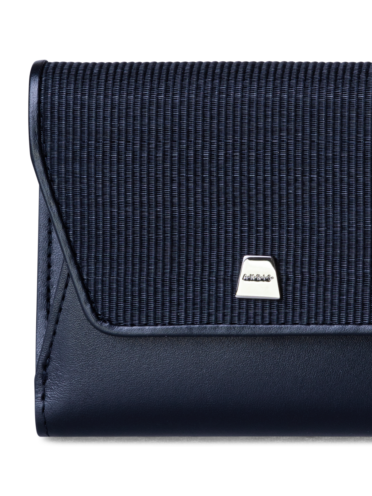 Designer Compact Wallet in Horsehair and Leather - navy - blue