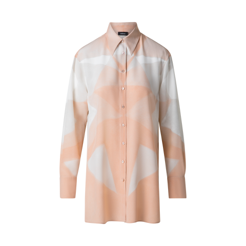 Seiden-Tunika-Bluse mit Chiaroscuro Druck
