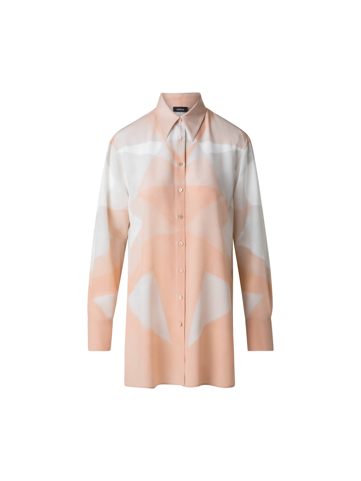 Designer Silk Tunic Blouse with Chiaroscuro Print  - pastel - multicolor - pink