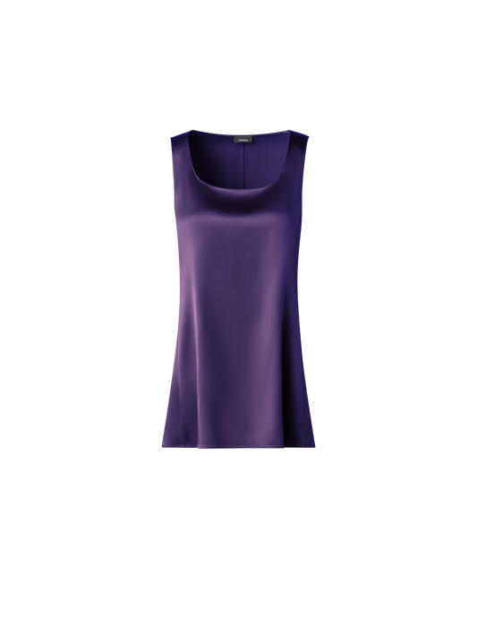 Designer Sleeveless Silk Satin Tunic Blouse - purple