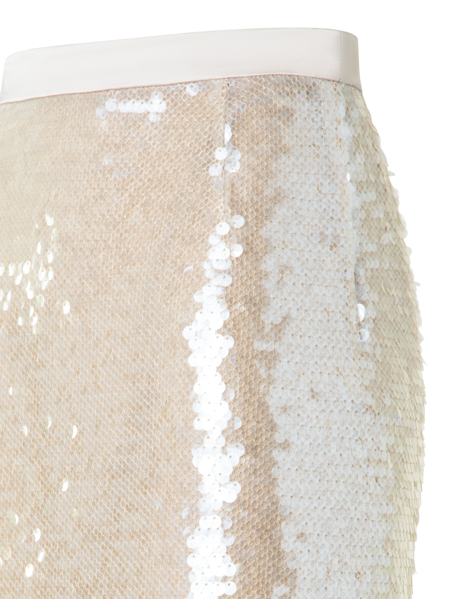 Designer Pencil Skirt in Allover Sequins - neutral - grey - beige