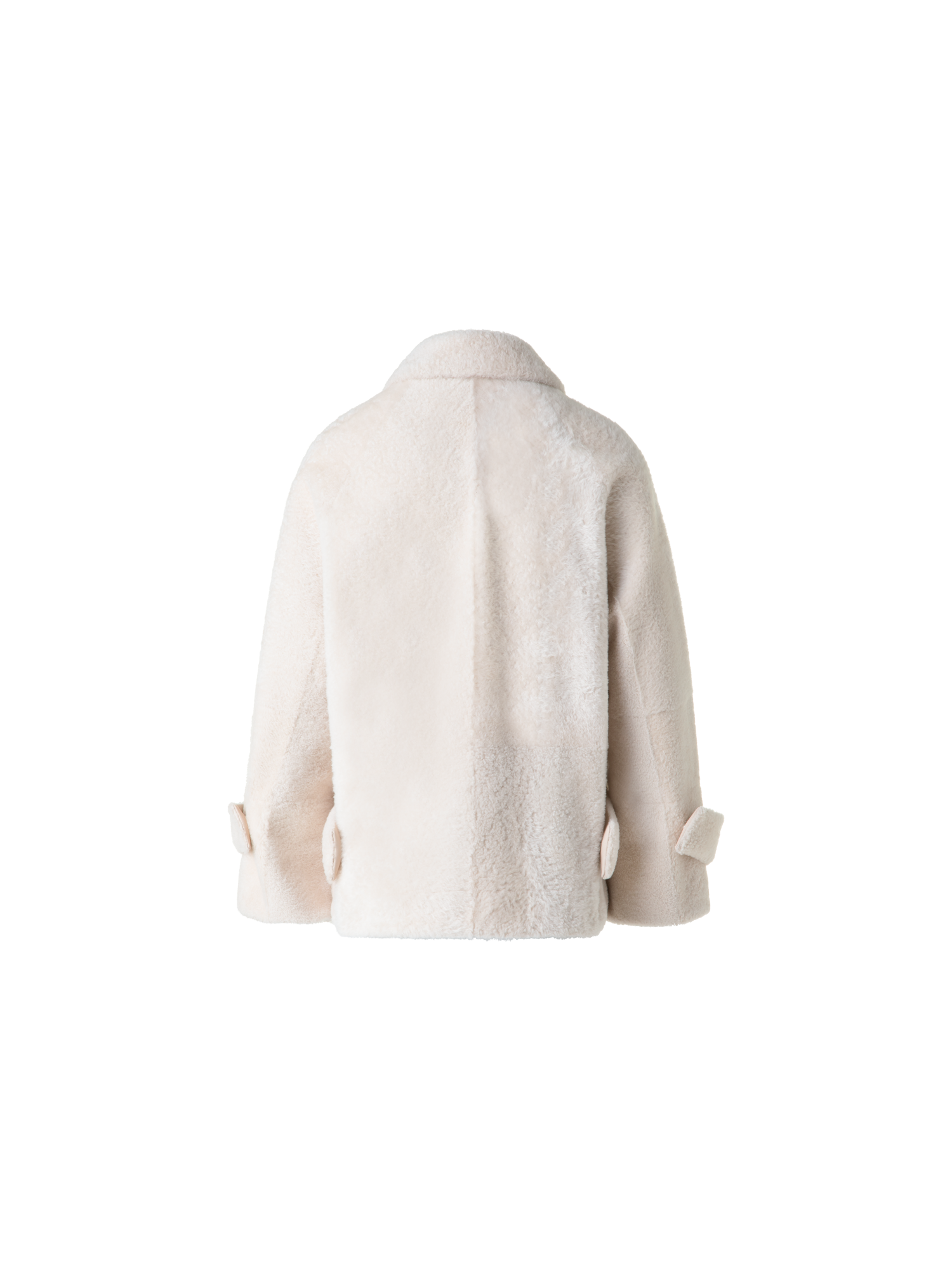 Designer Short A-Line Shearling Jacket - neutral - ecru - white