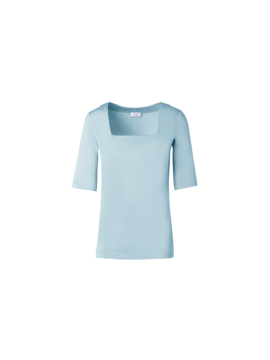 Designer Square Neck T-Shirt in Modal - pastel - blue