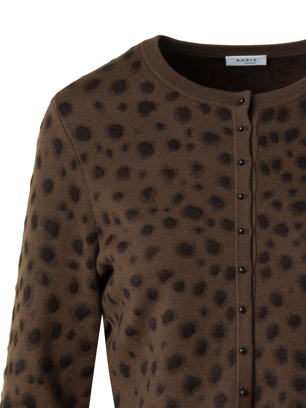 Designer Cropped Cardigan in Leopard Jacquard - neutral - brown