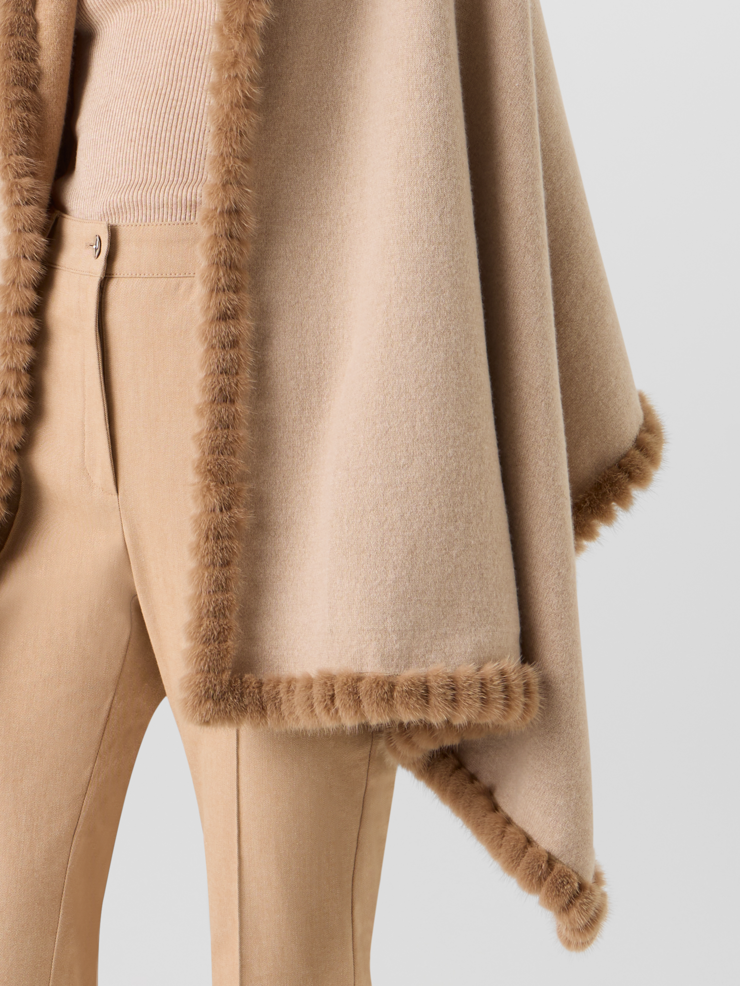 Designer Cashmere Double-Face Knit CardiganCape - beige 