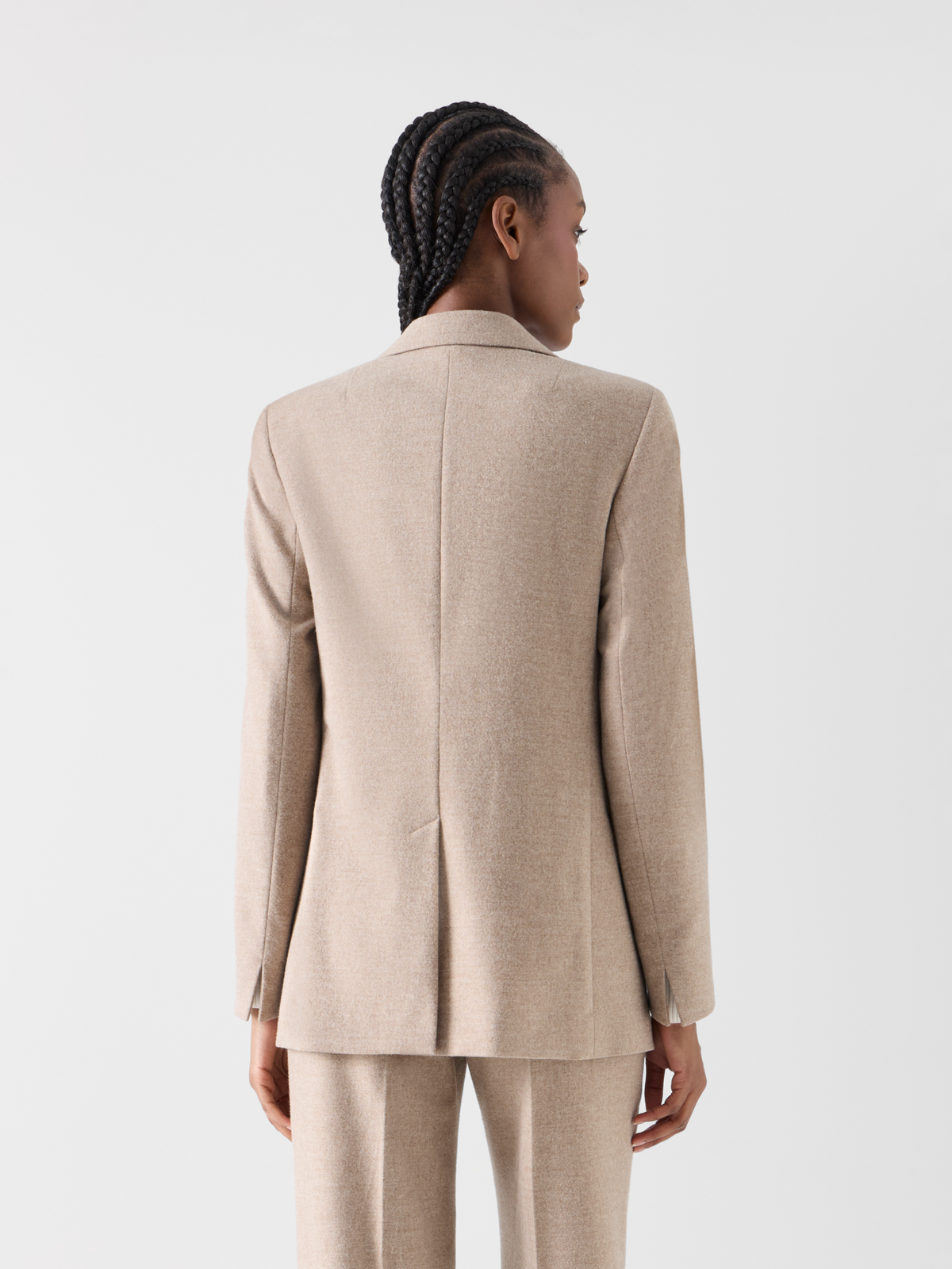 Designer Boyfriend Blazer in Pastel Wool Flannel - beige 