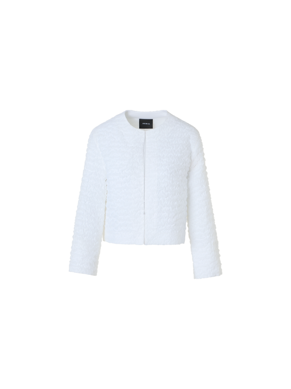 Designer Short Jacket in 3D Bubble Organza - neutral - ecru - white