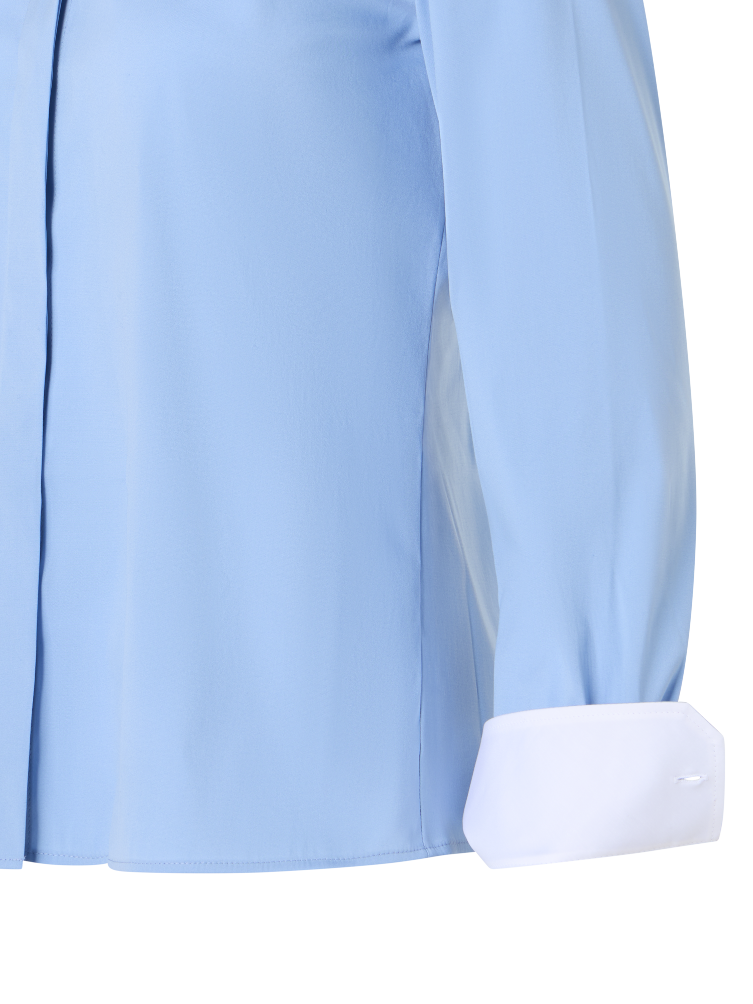 Designer Cotton Poplin Blouse with Contrast Cuffs - blue